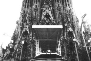 de paus in Barcelona vanaf de Sagrada Familia 